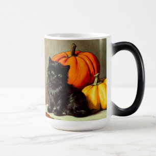 ヴィンテージハロウィーンブラックキャットとカボチャ モーフィングマグカップ