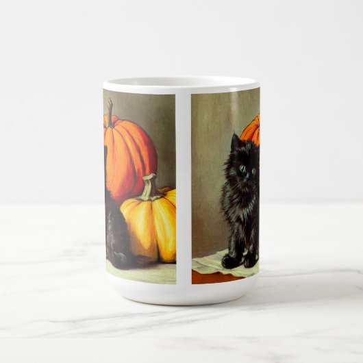 ヴィンテージハロウィーンブラックキャットとカボチャ モーフィングマグカップ (中央)