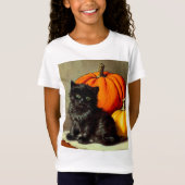 ヴィンテージハロウィーンブラックキャットとカボチャ Tシャツ (正面)