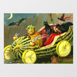 ヴィンテージハロウィーンブラックキャットと魔女 ウィンドウサイン