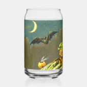 ヴィンテージハロウィーンブラックキャットと魔女 ガラス缶 (正面)