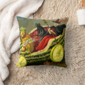 ヴィンテージハロウィーンブラックキャットと魔女 クッション (ブランケット)