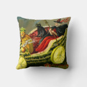 ヴィンテージハロウィーンブラックキャットと魔女 クッション (裏面)