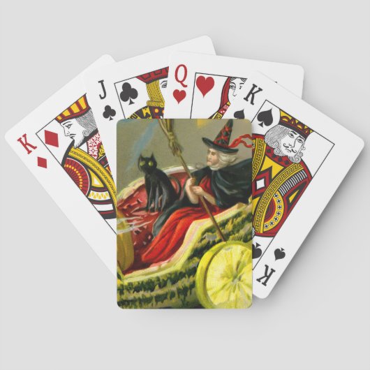 ヴィンテージハロウィーンブラックキャットと魔女 トランプ (裏面)