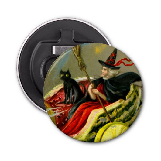 ヴィンテージハロウィーンブラックキャットと魔女 栓抜き (正面)