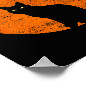 ヴィンテージハロウィーンブラックキャットコスチュームレトロムーンキャット ポスター (角)