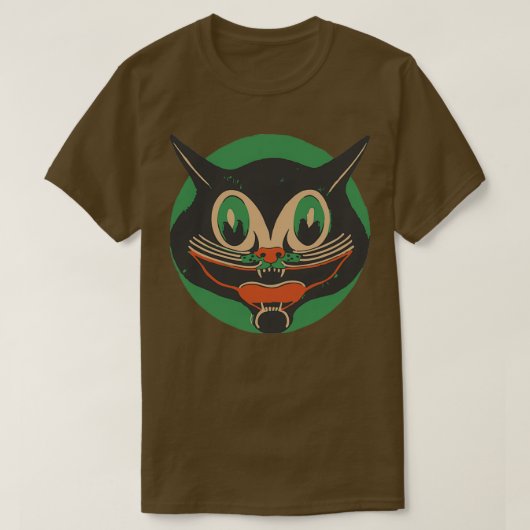 ヴィンテージハロウィーンブラックキャットスカレディキャット Tシャツ (デザイン正面)