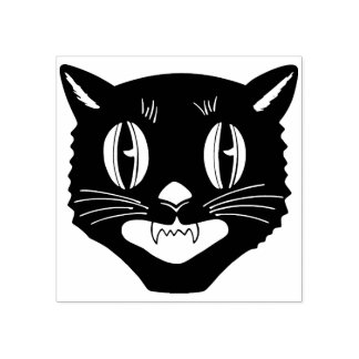 ヴィンテージハロウィーンブラックキャットスタンプ ラバースタンプ