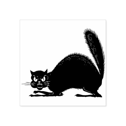 ヴィンテージハロウィーンブラックキャットスタンプ ラバースタンプ (インプリント)