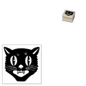 ヴィンテージハロウィーンブラックキャットスタンプ ラバースタンプ (押印)