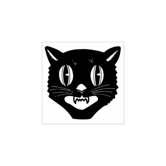 ヴィンテージハロウィーンブラックキャットスタンプ ラバースタンプ (インプリント)