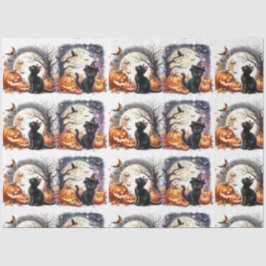 ヴィンテージハロウィーンブラックキャットデカップージティッシュペーパー 薄葉紙