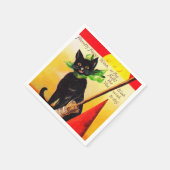 ヴィンテージハロウィーンブラックキャットパーティー スタンダードカクテルナプキン (角)