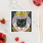 ヴィンテージハロウィーンブラックキャットパーティー スタンダードカクテルナプキン (インサイチュ)