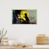 ヴィンテージハロウィーンブラックキャットフクロウのデコールポスター ポスター (キッチン)