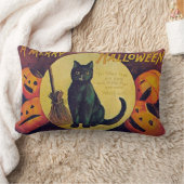 ヴィンテージハロウィーンブラックキャット装飾用クッション ランバークッション (ブランケット)