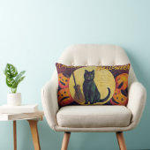 ヴィンテージハロウィーンブラックキャット装飾用クッション ランバークッション (椅子)