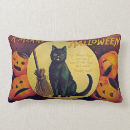 ヴィンテージハロウィーンブラックキャット装飾用クッション ランバークッション