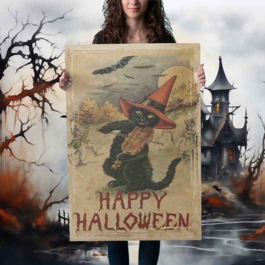 ヴィンテージハロウィーンブラックキャット遊ズフィドル ポスター