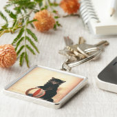 ヴィンテージハロウィーンブラックキャット キーホルダー (側面)