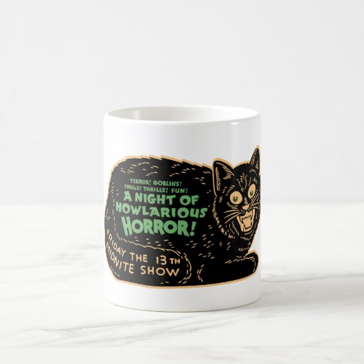 ヴィンテージハロウィーンブラックキャット コーヒーマグカップ (中央)