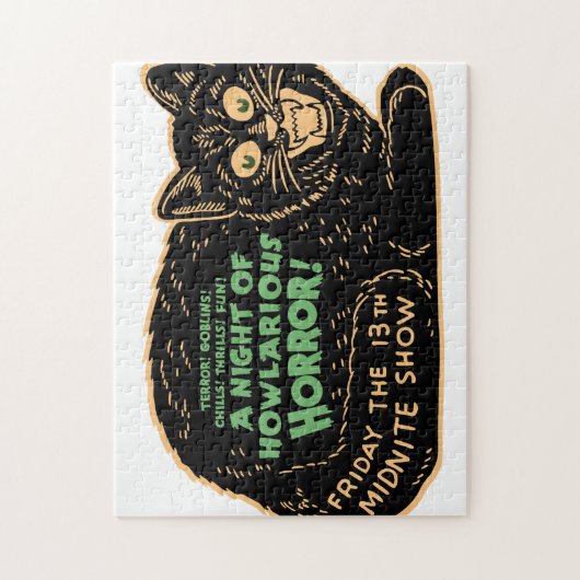 ヴィンテージハロウィーンブラックキャット ジグソーパズル (縦)