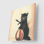 ヴィンテージハロウィーンブラックキャット スクエア壁時計 (傾斜)