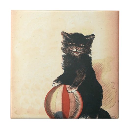 ヴィンテージハロウィーンブラックキャット タイル (正面)