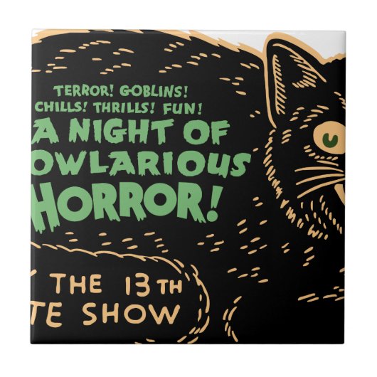 ヴィンテージハロウィーンブラックキャット タイル (正面)