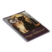 ヴィンテージハロウィーンブラックキャット&フクロウウィッチハットムーン ノートブック (右側)