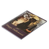 ヴィンテージハロウィーンブラックキャット&フクロウウィッチハットムーン ノートブック (左側)