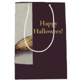 ヴィンテージハロウィーンブラックキャット&フクロウウィッチハットムーン ミディアムペーパーバッグ (正面)