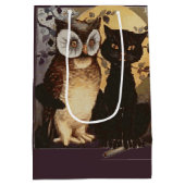 ヴィンテージハロウィーンブラックキャット&フクロウウィッチハットムーン ミディアムペーパーバッグ (裏面)