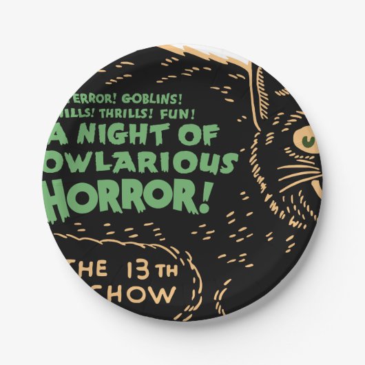 ヴィンテージハロウィーンブラックキャット ペーパープレート (正面)