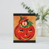 ヴィンテージハロウィーンブラックキャット ポストカード (スタンド正面)