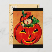 ヴィンテージハロウィーンブラックキャット ポストカード (正面/裏面)