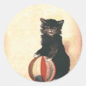 ヴィンテージハロウィーンブラックキャット ラウンドシール (正面)