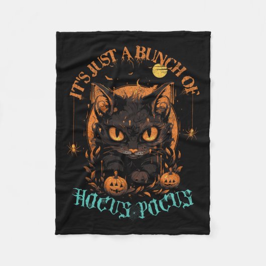 ヴィンテージハロウィーンブラックキャットHの束 フリースブランケット (正面)