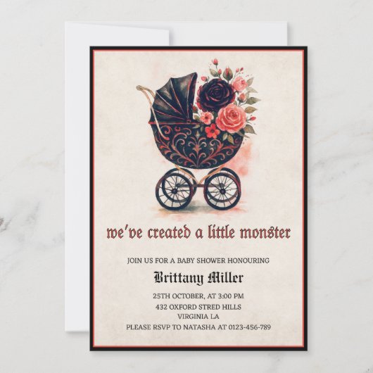 ヴィンテージハロウィーンベビーシャワー招待状 招待状 (正面)