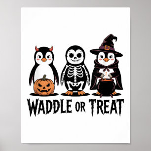 ヴィンテージハロウィーンペンギンのトリックまたはワドル不気味_個 ポスター