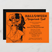 ヴィンテージハロウィーンボール仮装パーティの招待状 招待状 (正面/裏面)