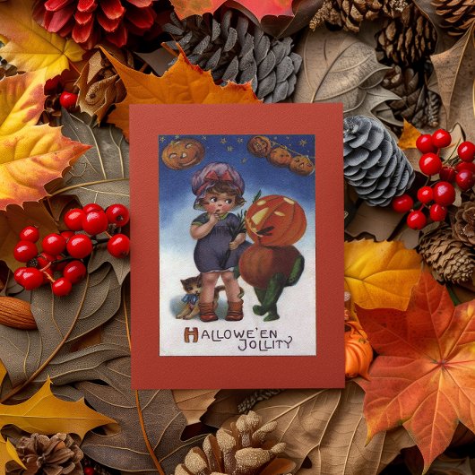 ヴィンテージハロウィーンリトルチャイルドフラットホリデーカード シーズンカード