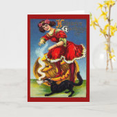 ヴィンテージハロウィーンレディインレッド カード (黄色い花)