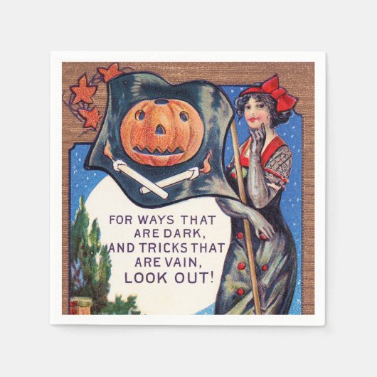 ヴィンテージハロウィーンレディパーティー スタンダードカクテルナプキン (正面)
