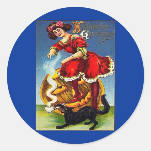 ヴィンテージハロウィーンレディin赤 ラウンドシール (正面)