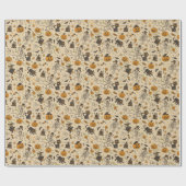 ヴィンテージハロウィーンレトロスケルトンウィッチノスタルジック ラッピングペーパー (フラット)