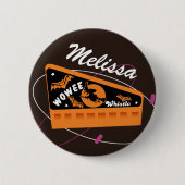 ヴィンテージハロウィーンワックスキャンディーウィッチホイッスル+名前 缶バッジ (正面)