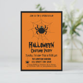 ヴィンテージハロウィーン不気味な怖いブラックスパイダーパーティー 招待状 (スタンド正面)