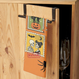ヴィンテージハロウィーン切手コレクション キッチンタオル