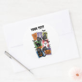 ヴィンテージハロウィーン切手 – 不気味レトロVibes ラウンドシール (封筒)